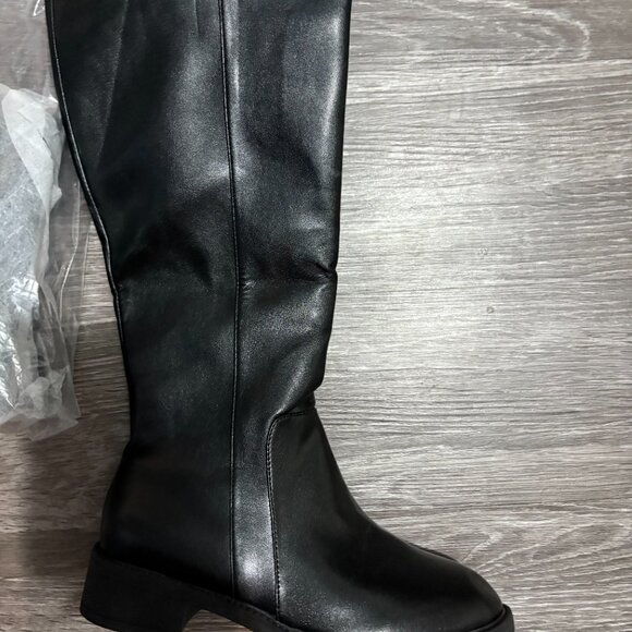 WOMENS BLACK WIDE CALF BOOTS SIZE 9 - Picture 2 of 3